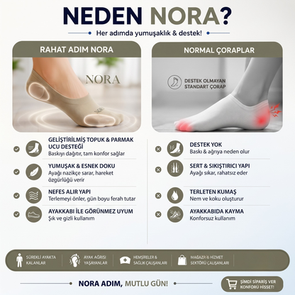 Nora™ Ortopedik Pedli Destek Çorabı