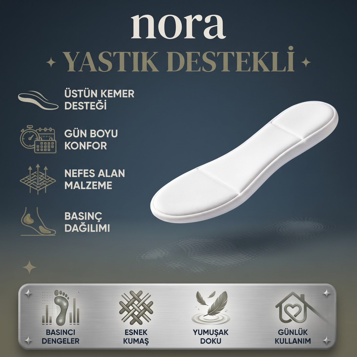 Nora™ Ortopedik Pedli Destek Çorabı
