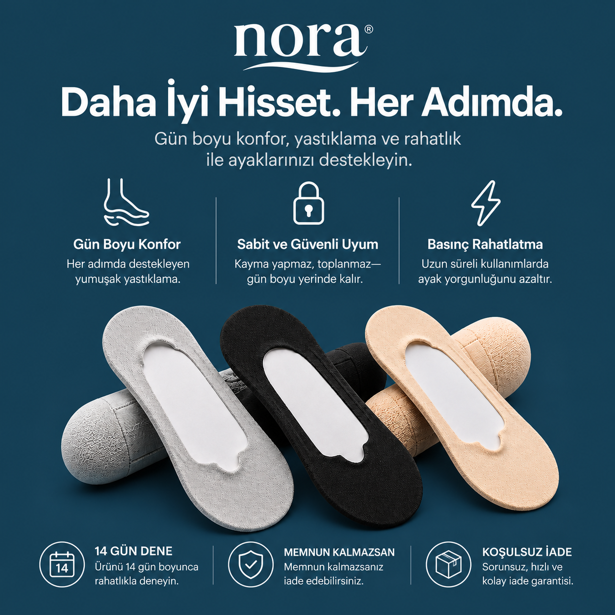 Nora™ Ortopedik Pedli Destek Çorabı